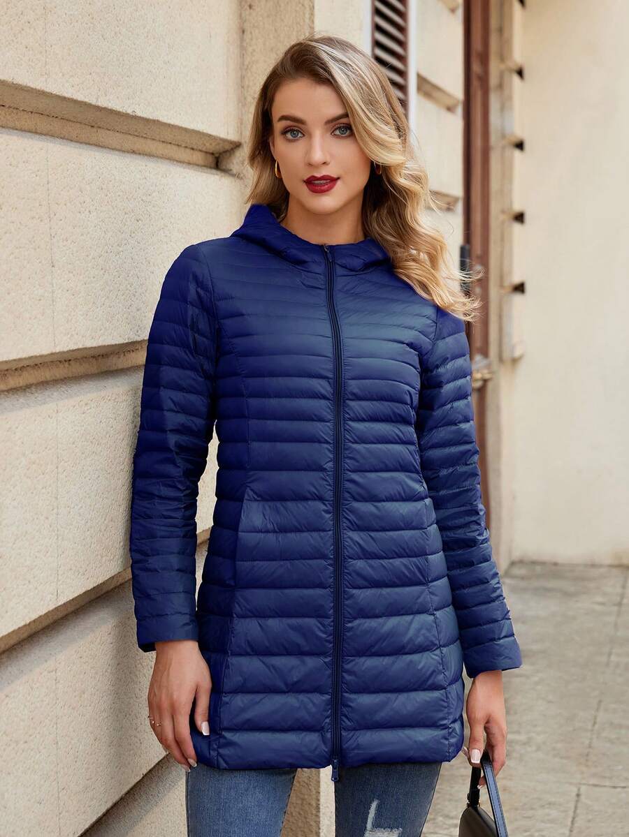 ZIAI ZIAI Women Solid Color Lightweight Long Hooded Winter Down Coat Casual Outdoor Autumn Winter Coat Women