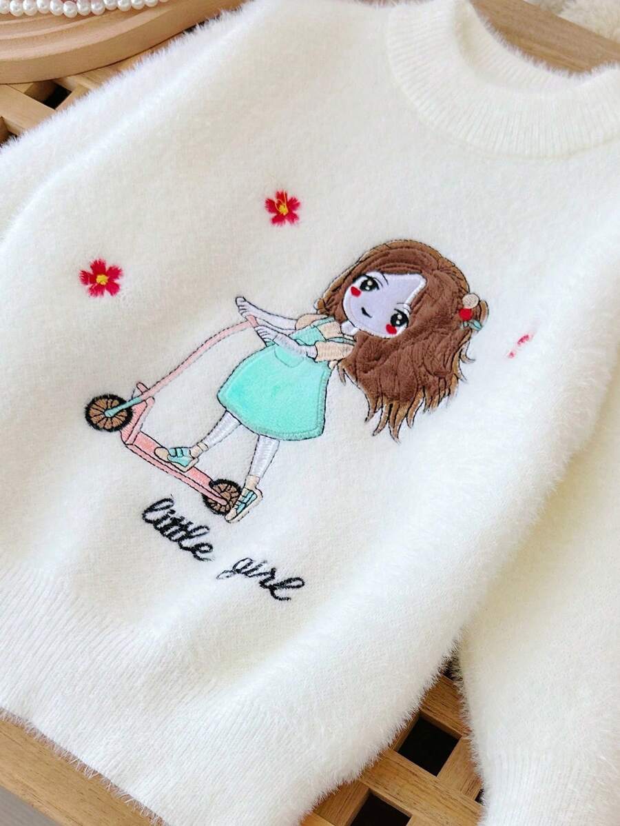 M.Dian 2025 Young Girl Cartoon Sweater Top