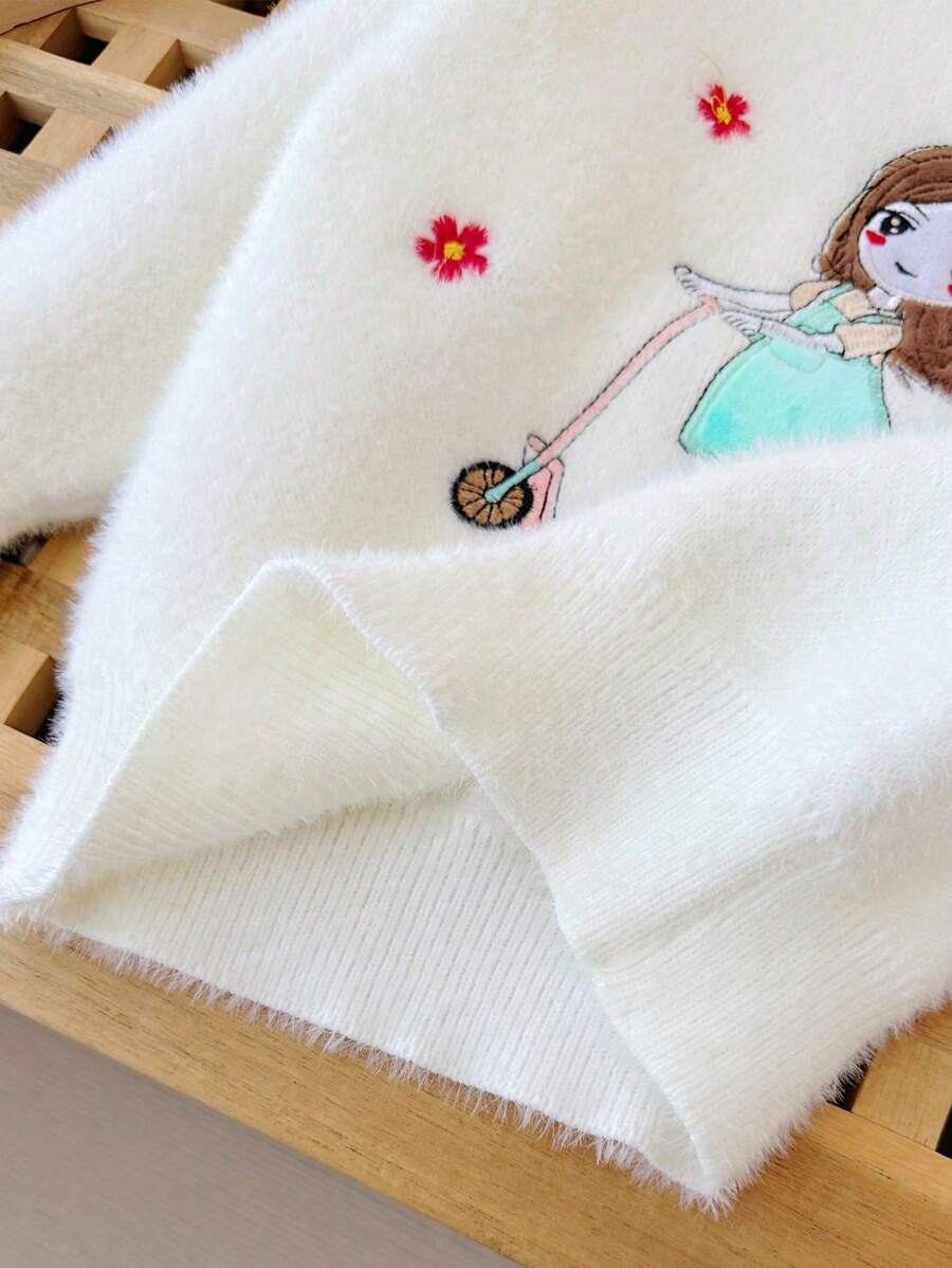M.Dian 2025 Young Girl Cartoon Sweater Top