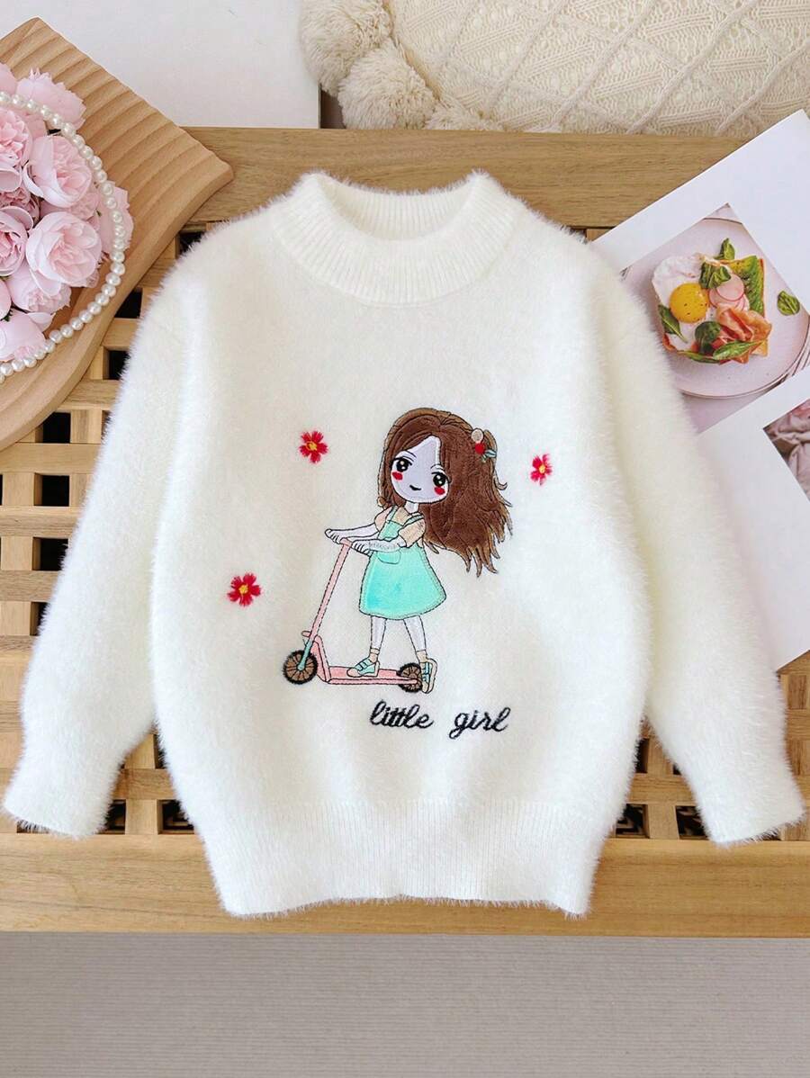 M.Dian 2025 Young Girl Cartoon Sweater Top