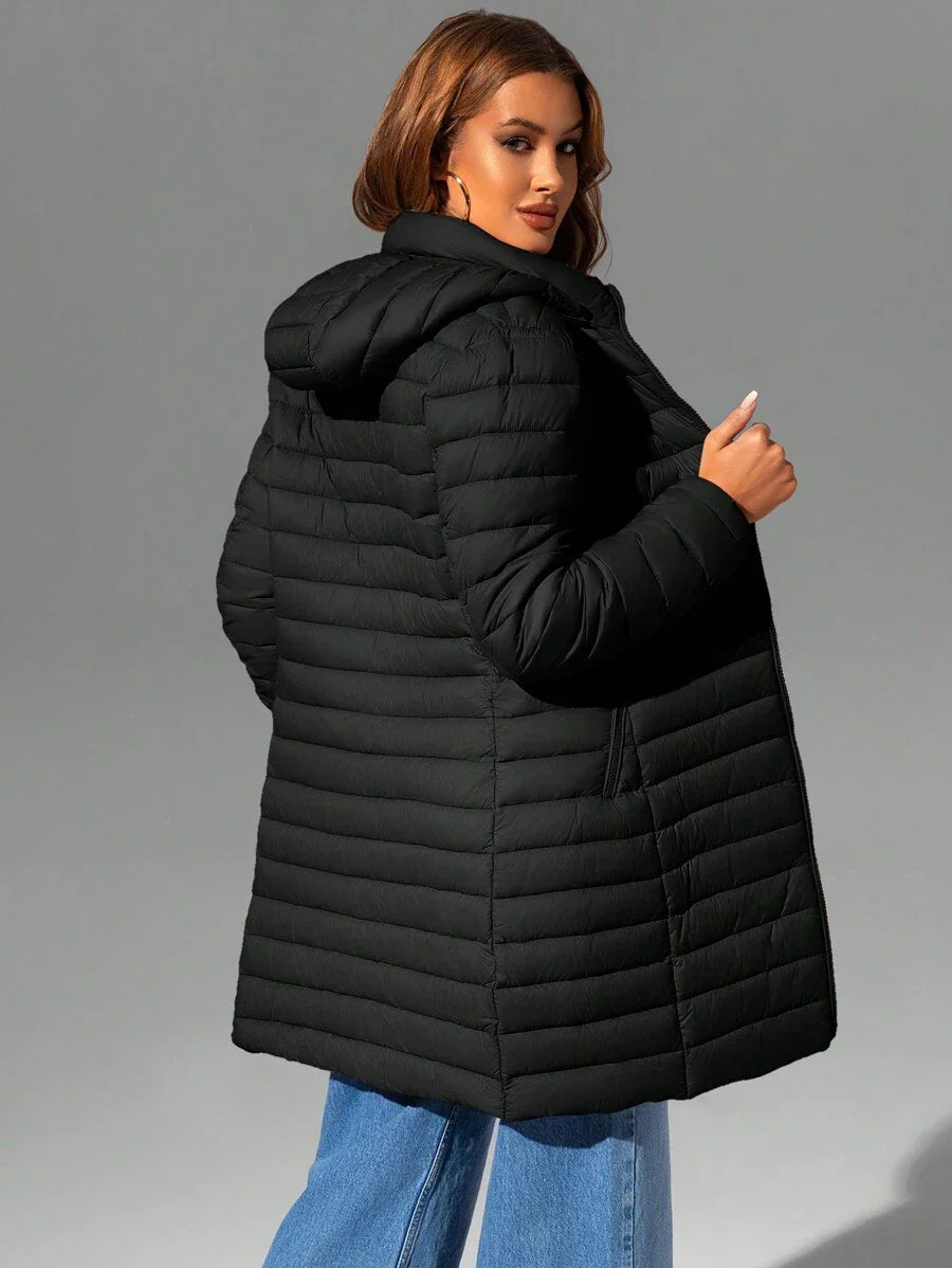 Risissida Women's Casual Hooded Windbreaker With Pockets, Padded Jacket Is Lightweight And Suitable For Everyday Wear