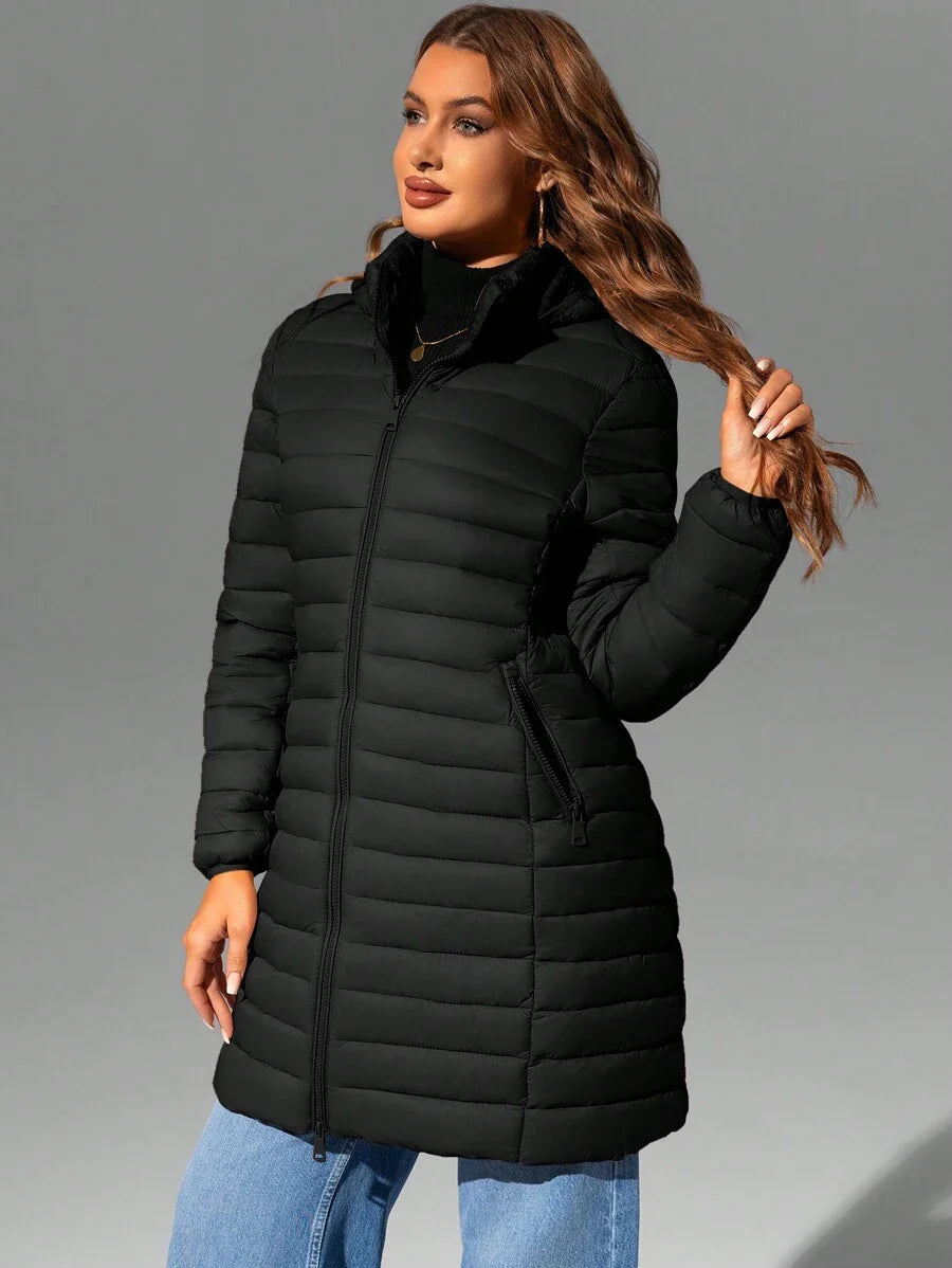 Risissida Women's Casual Hooded Windbreaker With Pockets, Padded Jacket Is Lightweight And Suitable For Everyday Wear