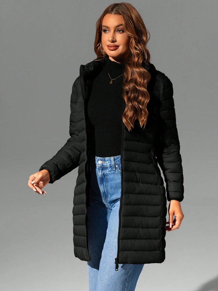 Risissida Women's Casual Hooded Windbreaker With Pockets, Padded Jacket Is Lightweight And Suitable For Everyday Wear