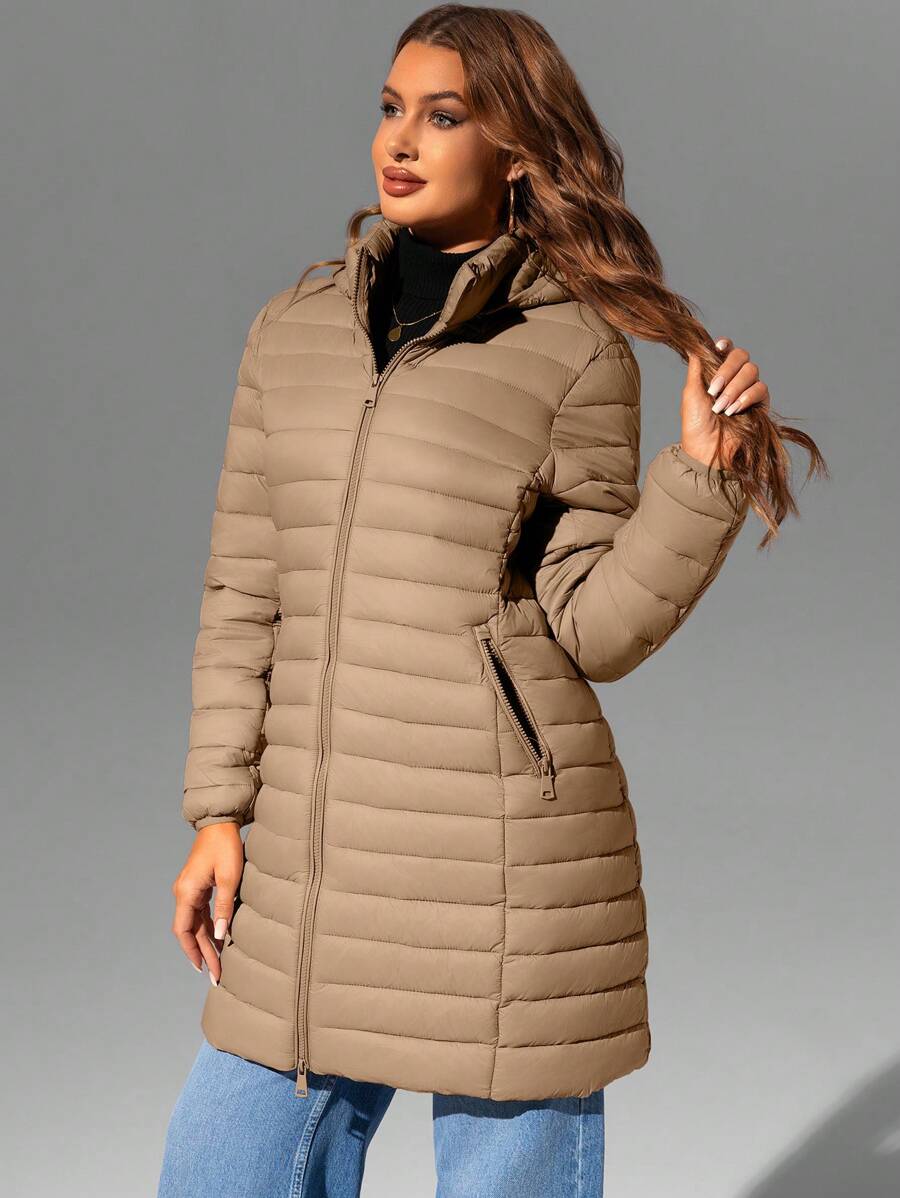 Risissida Women's Casual Hooded Windbreaker With Pockets, Padded Jacket Is Lightweight And Suitable For Everyday Wear