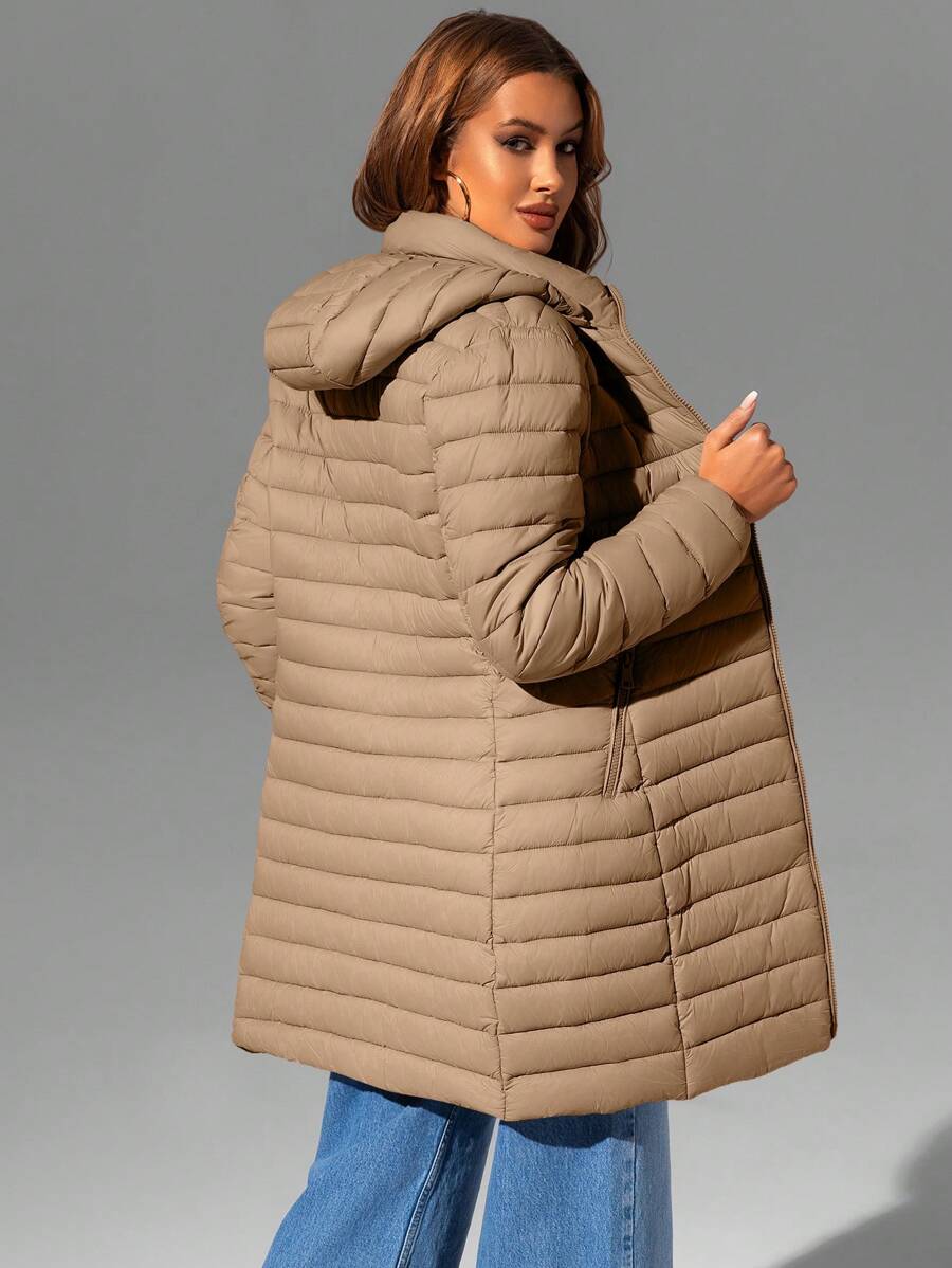 Risissida Women's Casual Hooded Windbreaker With Pockets, Padded Jacket Is Lightweight And Suitable For Everyday Wear