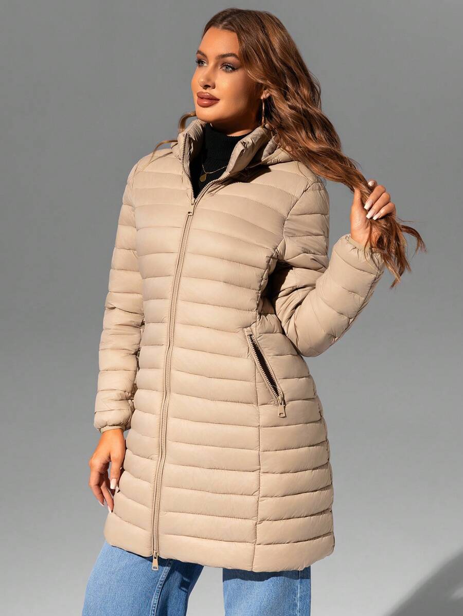 Risissida Women's Casual Hooded Windbreaker With Pockets, Padded Jacket Is Lightweight And Suitable For Everyday Wear