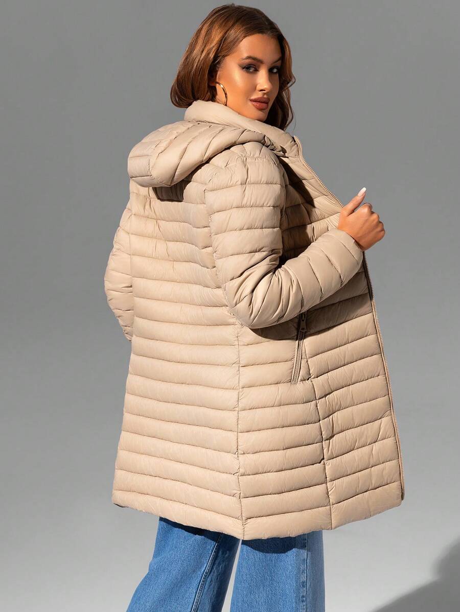 Risissida Women's Casual Hooded Windbreaker With Pockets, Padded Jacket Is Lightweight And Suitable For Everyday Wear