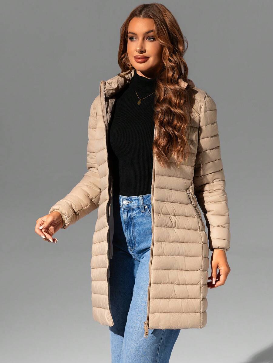 Risissida Women's Casual Hooded Windbreaker With Pockets, Padded Jacket Is Lightweight And Suitable For Everyday Wear