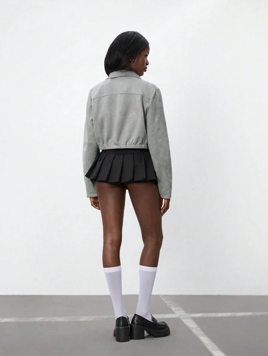 StreetHx Halloween Cropped Leather Zipper Jacket, Suitable For Autumn And Winter