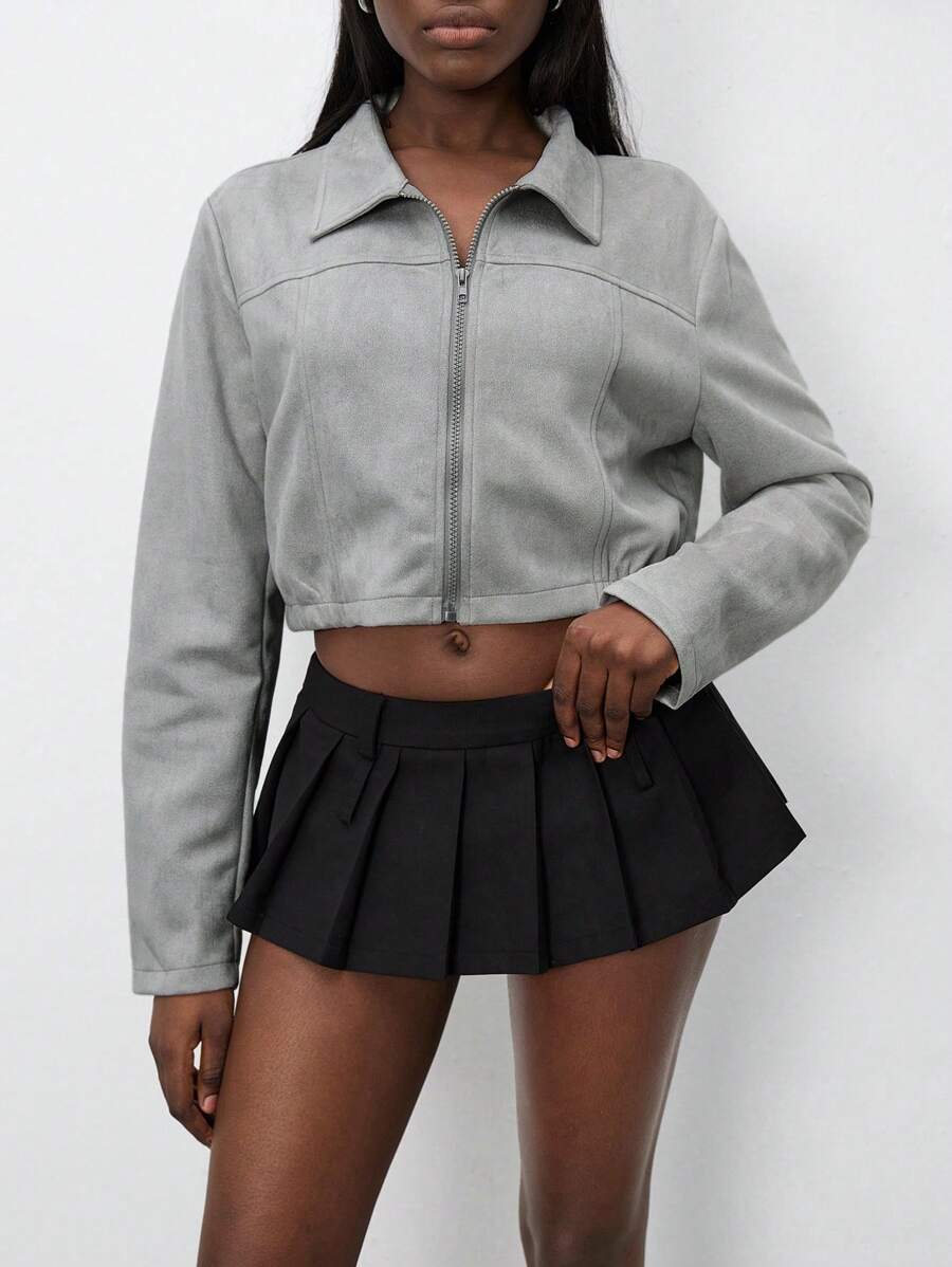 StreetHx Halloween Cropped Leather Zipper Jacket, Suitable For Autumn And Winter