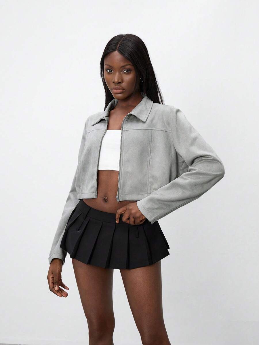StreetHx Halloween Cropped Leather Zipper Jacket, Suitable For Autumn And Winter