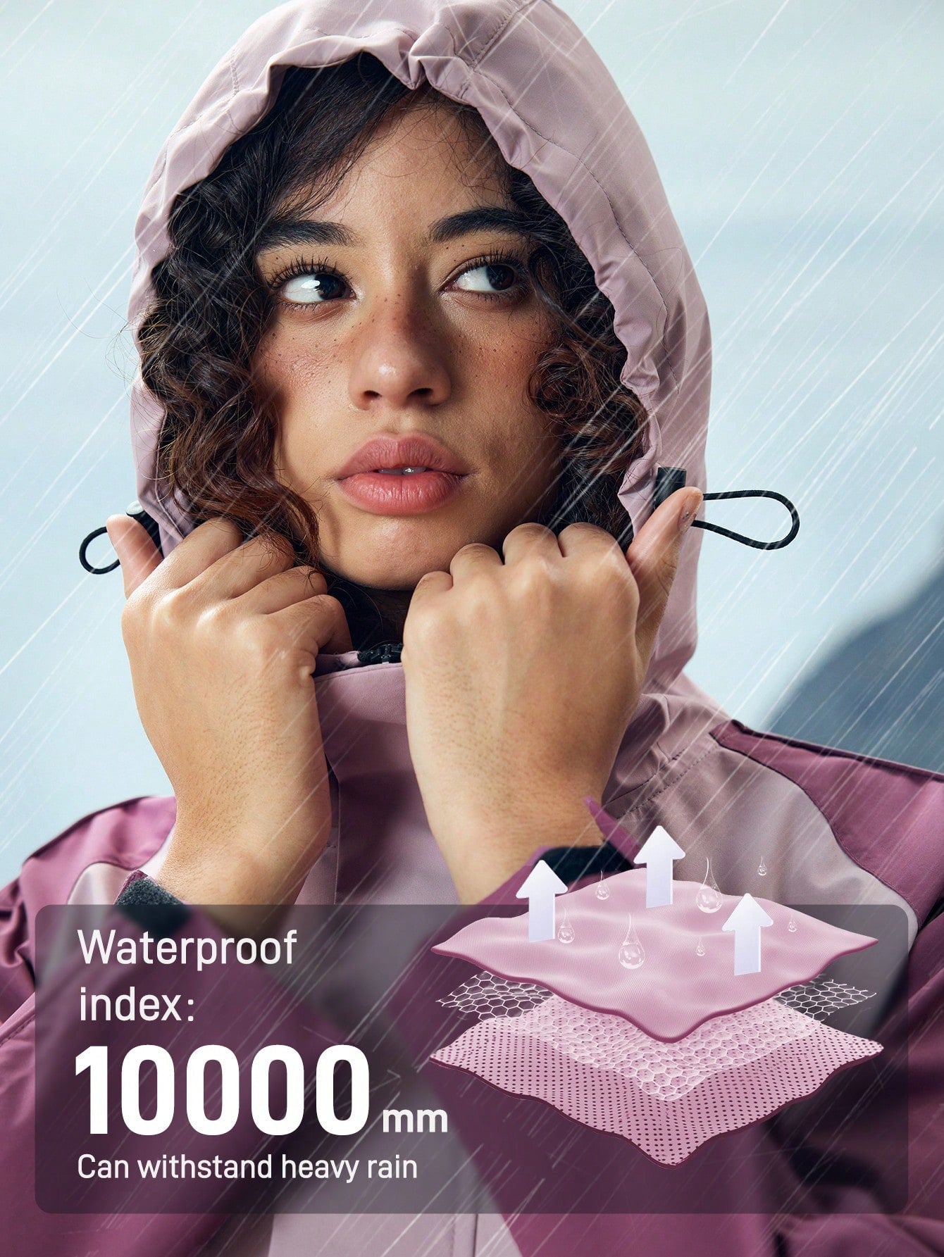 In My Nature Women's Color Block Raglan Sleeve Zipper Pocket Hooded Outdoor Rain Jacket