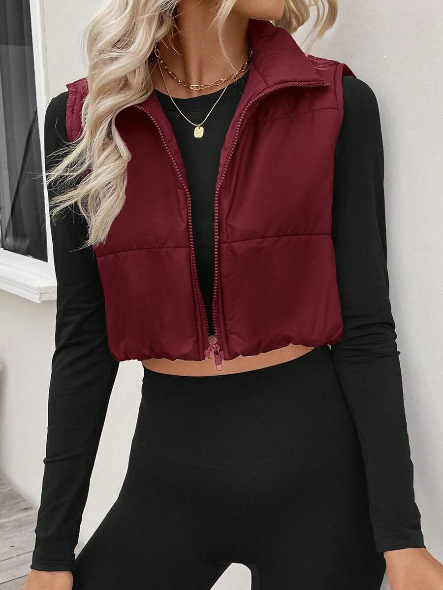LUNE Women's Casual Warm Zip-Up Cotton Padded Vest For Winter Clothes