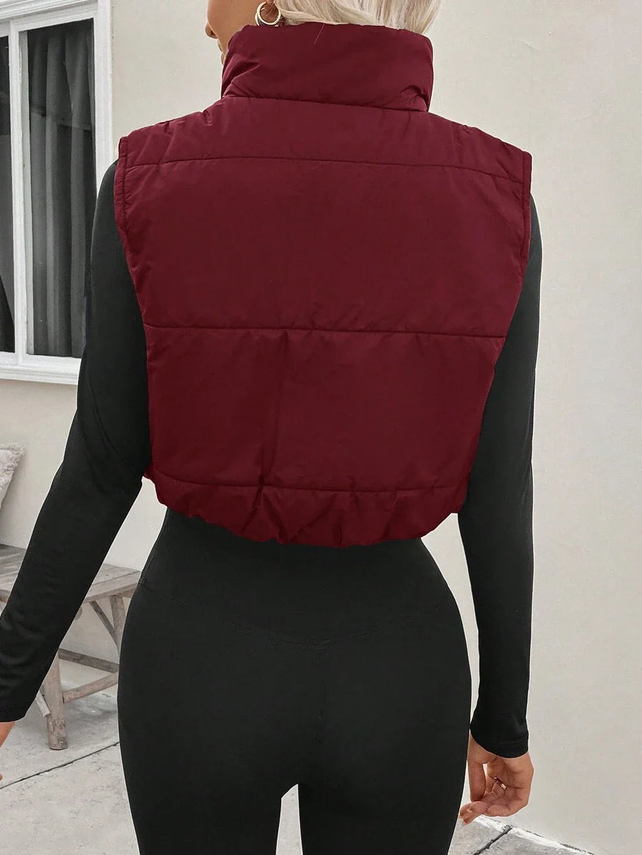 LUNE Women's Casual Warm Zip-Up Cotton Padded Vest For Winter Clothes