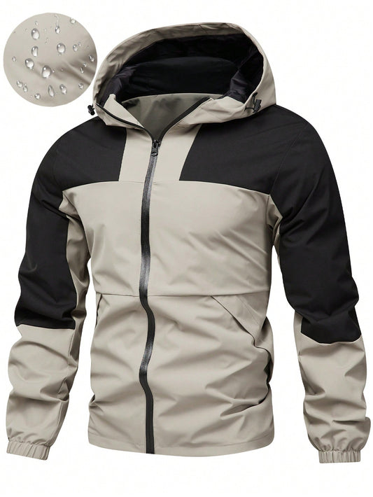 2025 New Men's Winter Jacket, Camping Christmas New Arrival Men's Contrast Color Hooded Jacket
