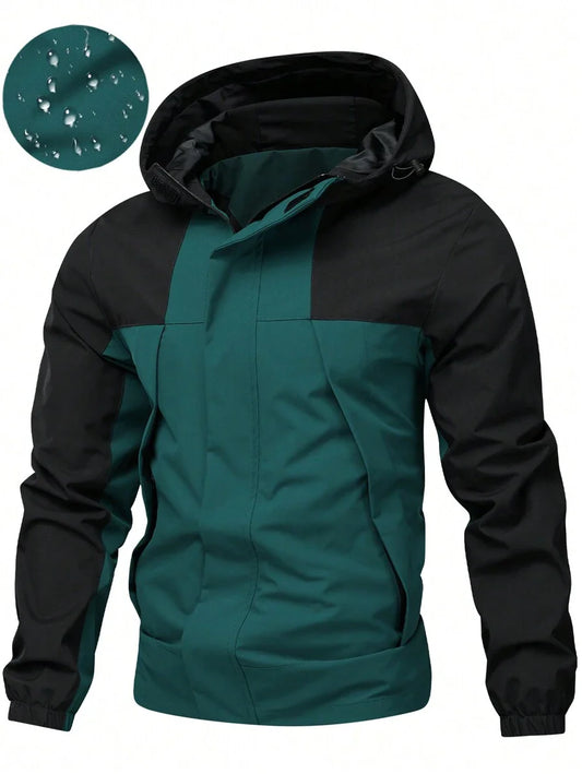2025 New Men's Winter Jacket, Camping Christmas New Arrival Men's Contrast Color Hooded Jacket