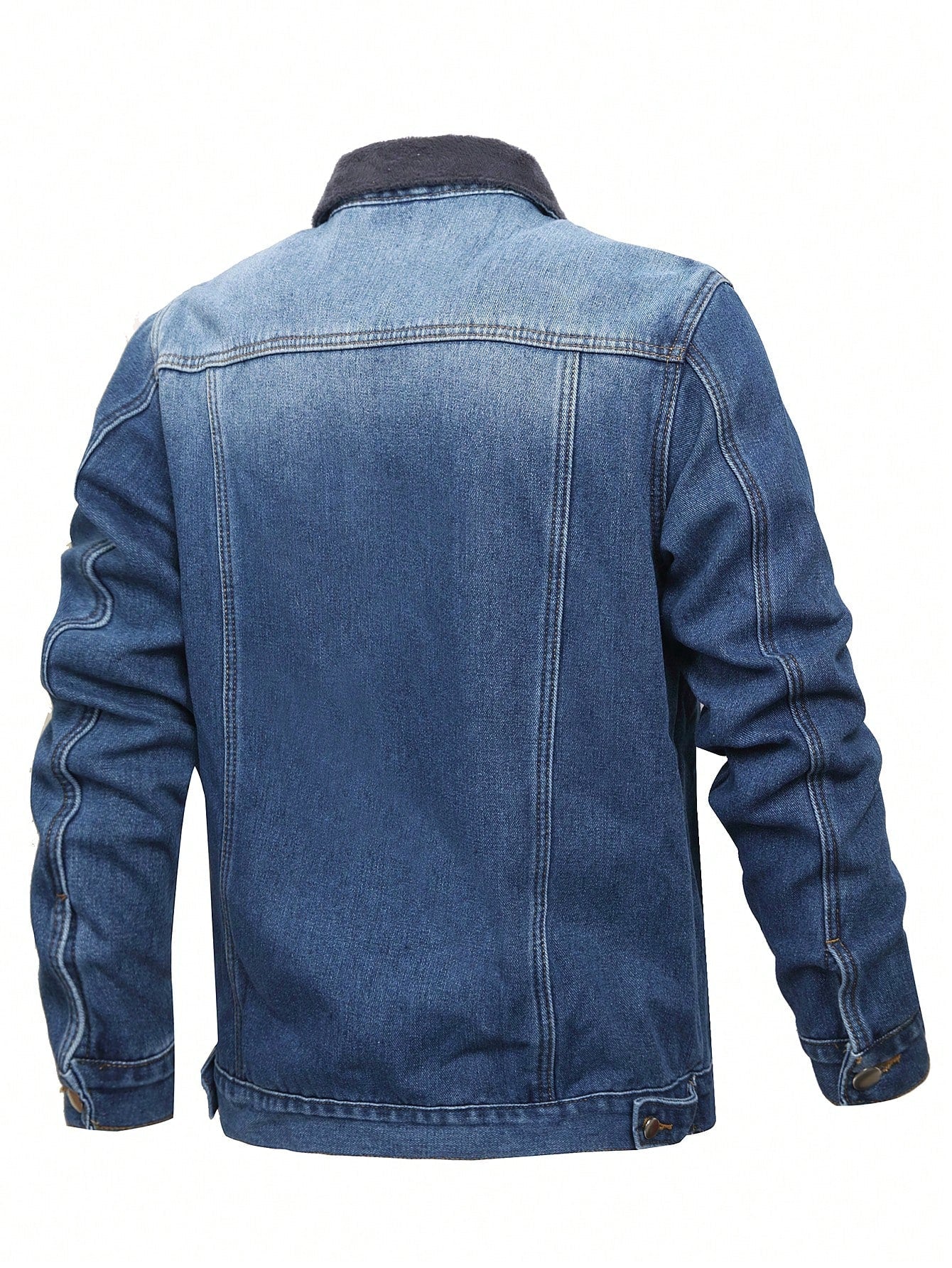 Manfinity Homme Men's Casual Water-Washed Thermal Lined Denim Jacket, Autumn/Winter