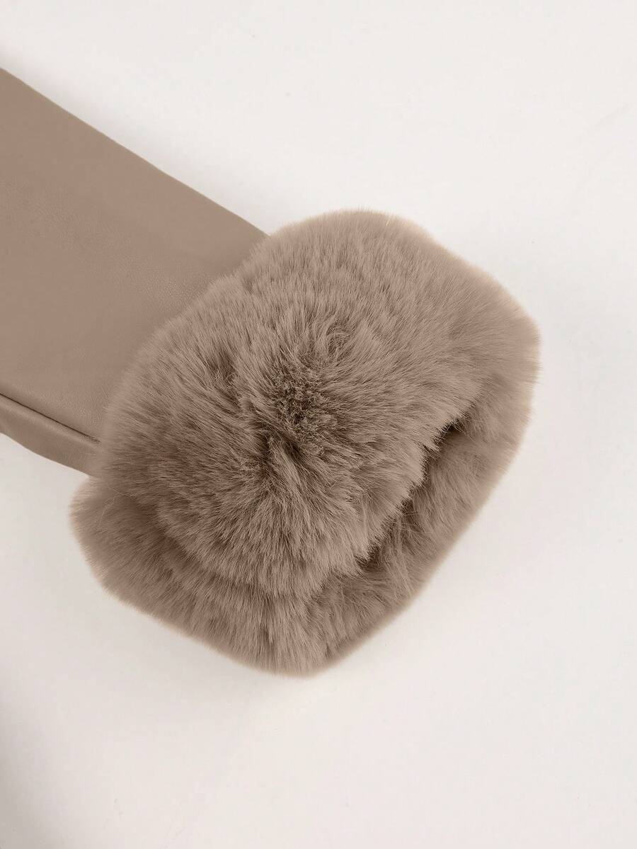 Giolshon Women's PU Jacket With Faux Fur And Belt - Perfect For Fall And Winter, And Stylish With Waist Tie For Casual Or Work Commute