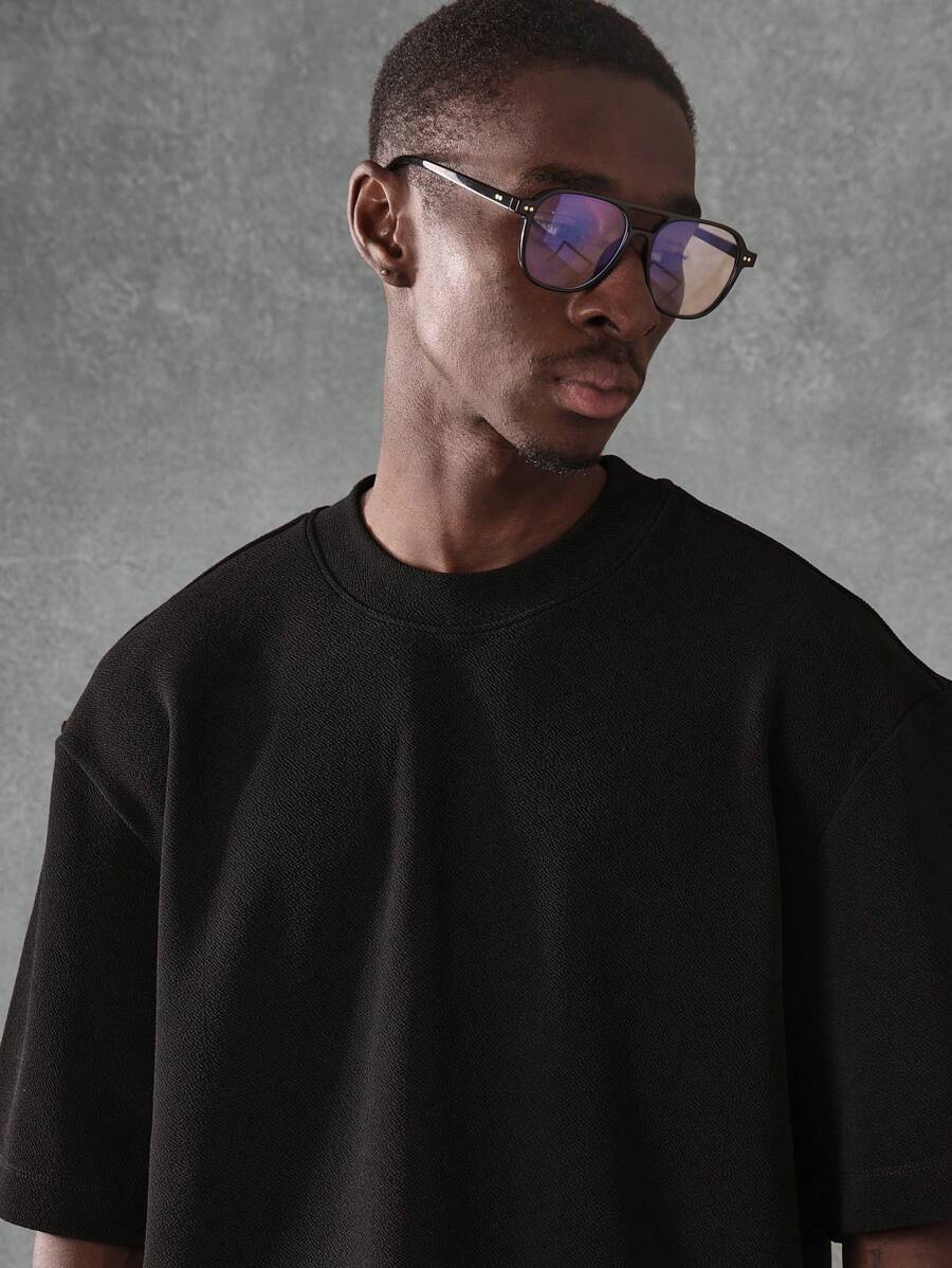 SUMWON Boxy Cut Cropped Jersey T Shirt With Modern Design