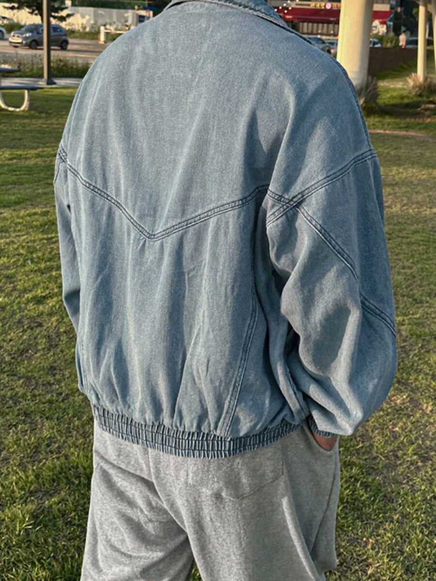 DAZY Men's Solid Color Blue Denim Jacket For Autumn