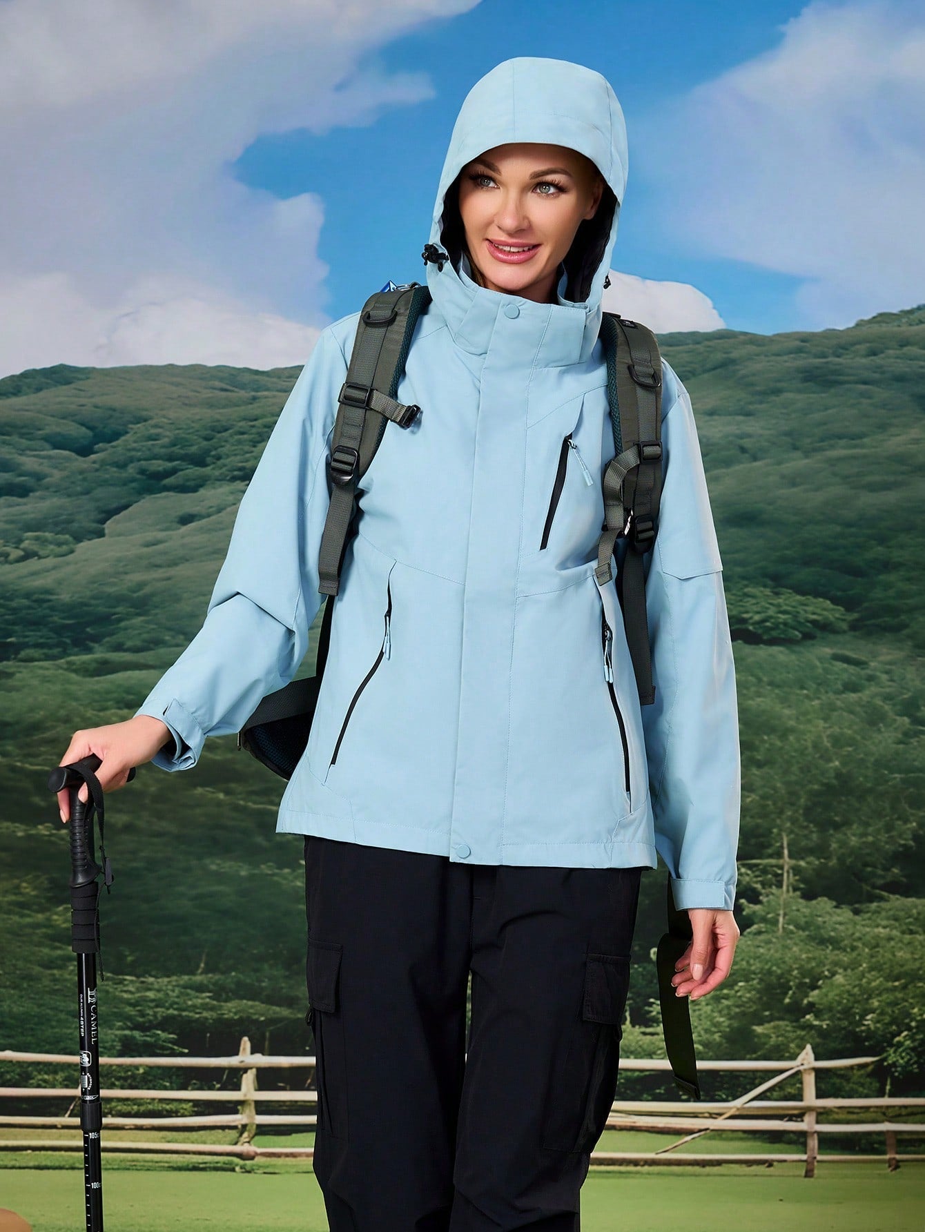 1pc Women's Solid Color Lightweight Spring/Autumn Softshell Jacket, Windproof Waterproof Outdoor Athletic Hiking Coat