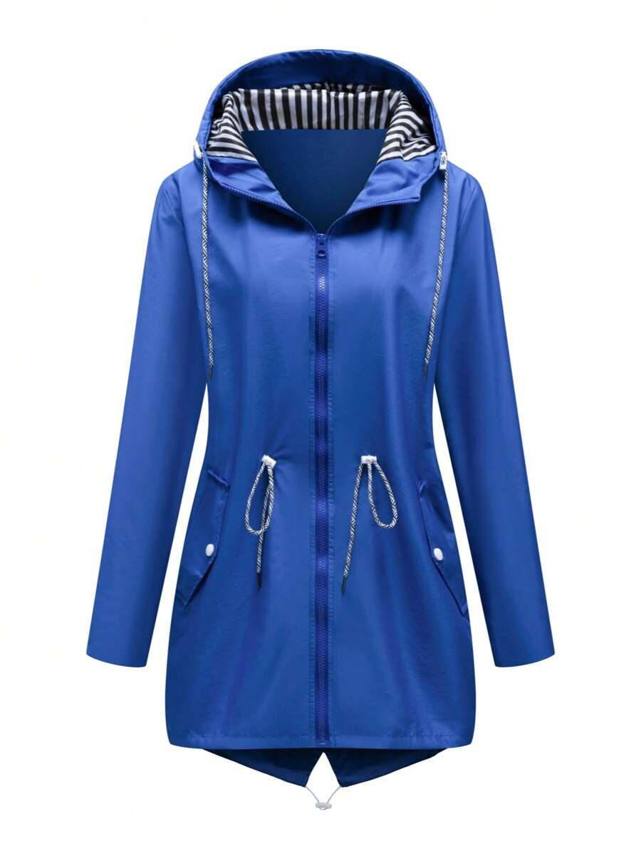 1pc Women's Outdoor Casual Sport Wind Jacket, Water Repellent Thin Solid Color Spring Windbreaker