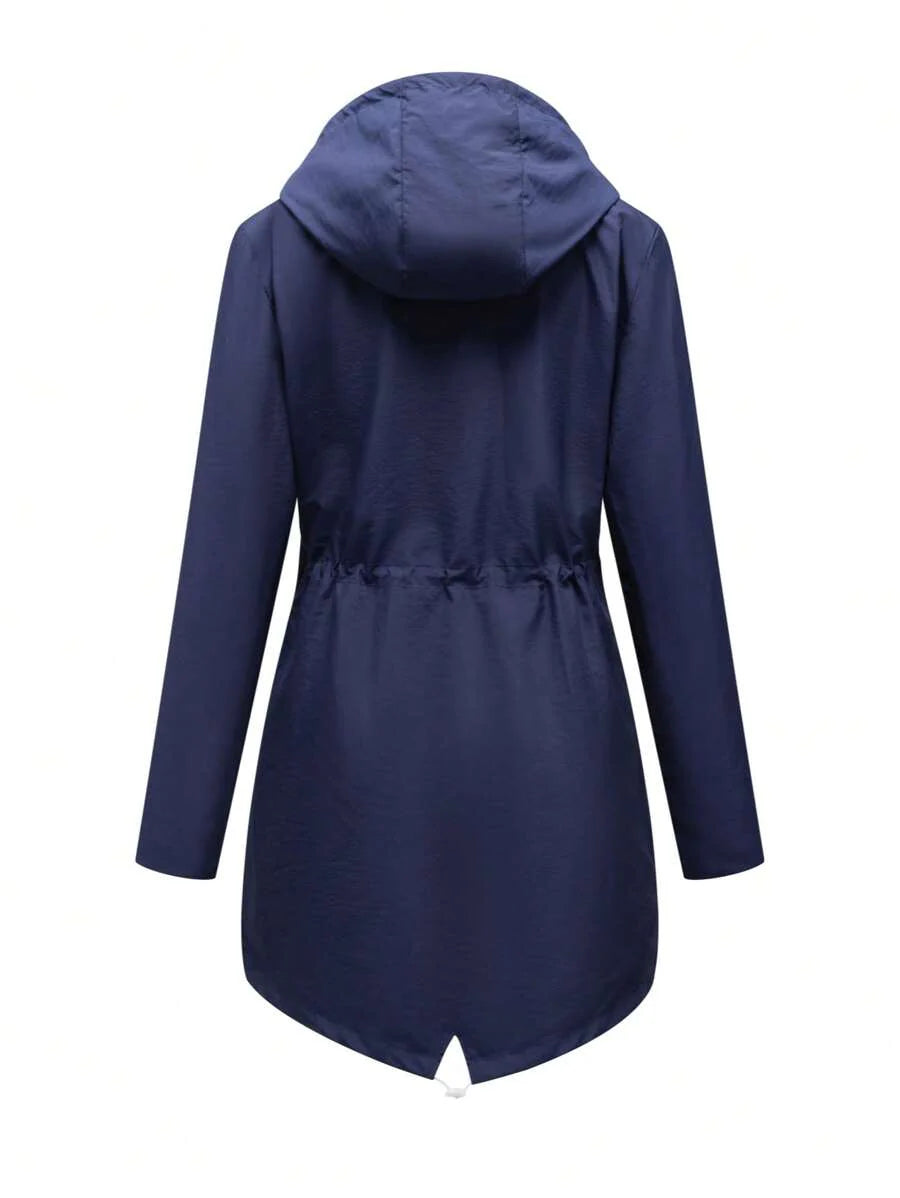 1pc Women's Outdoor Casual Sport Wind Jacket, Water Repellent Thin Solid Color Spring Windbreaker