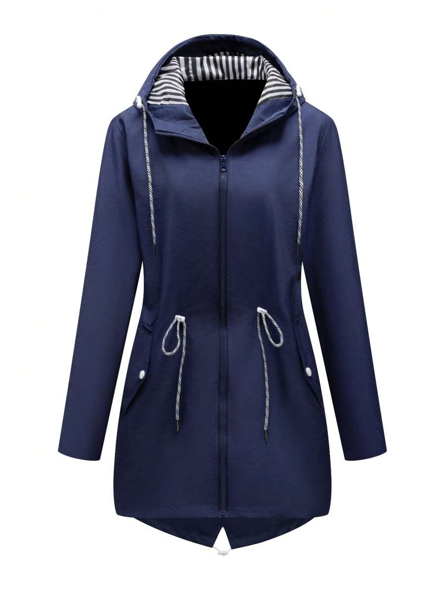 1pc Women's Outdoor Casual Sport Wind Jacket, Water Repellent Thin Solid Color Spring Windbreaker