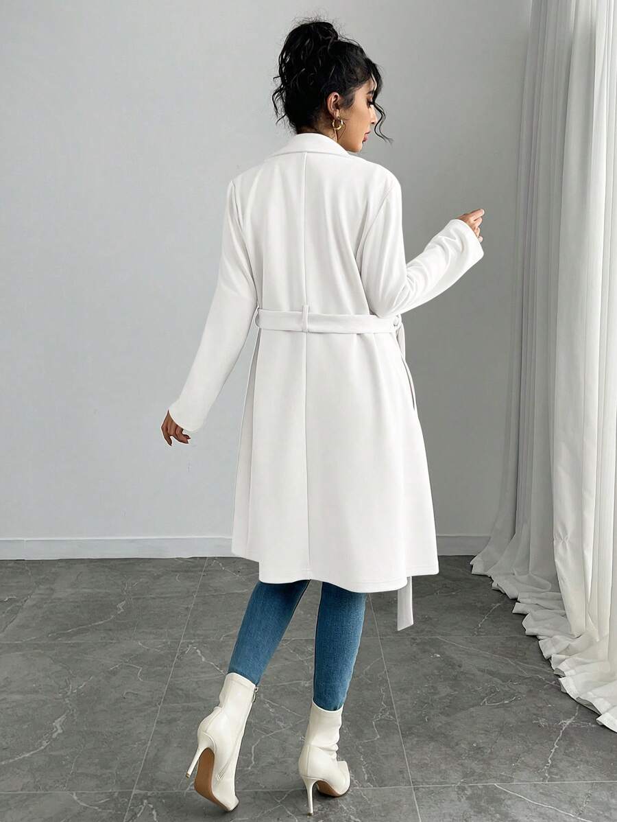 RosyDaze Women's Solid Color Faux Suede Double-Breasted Side Pocket Regular Jacket Fall Winter Cloth For Women