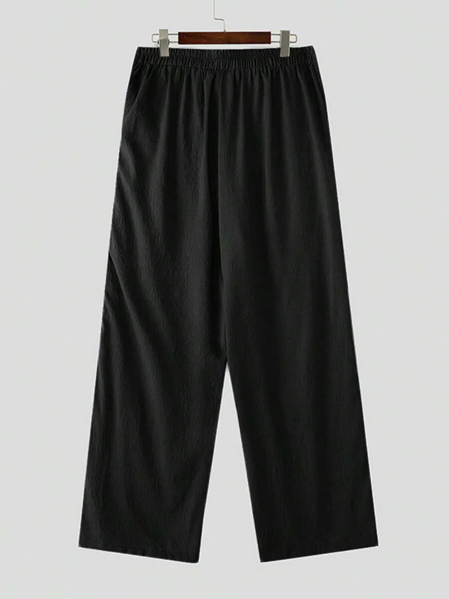 INCERUN Fashion Men Elastic High Waist Wrap Ruffles Palazzo Culotte Long Pants Summer Holiday Party Casual Loose Trousers Bottoms