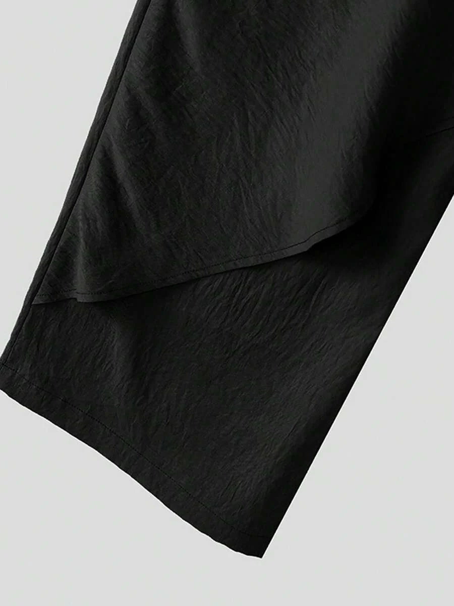 INCERUN Fashion Men Elastic High Waist Wrap Ruffles Palazzo Culotte Long Pants Summer Holiday Party Casual Loose Trousers Bottoms