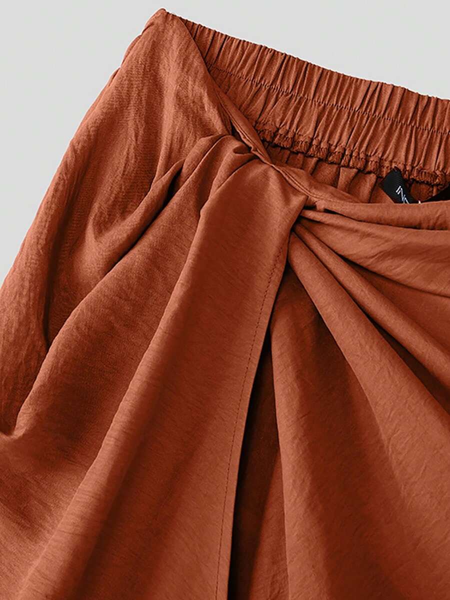 INCERUN Fashion Men Elastic High Waist Wrap Ruffles Palazzo Culotte Long Pants Summer Holiday Party Casual Loose Trousers Bottoms