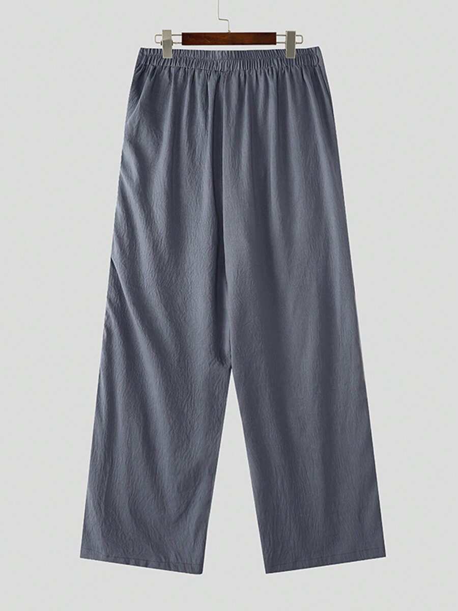 INCERUN Fashion Men Elastic High Waist Wrap Ruffles Palazzo Culotte Long Pants Summer Holiday Party Casual Loose Trousers Bottoms