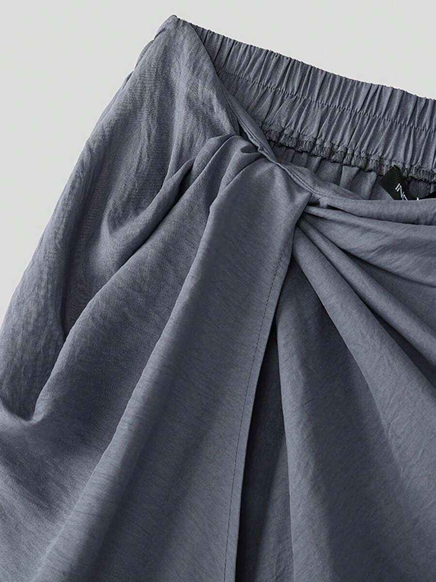INCERUN Fashion Men Elastic High Waist Wrap Ruffles Palazzo Culotte Long Pants Summer Holiday Party Casual Loose Trousers Bottoms