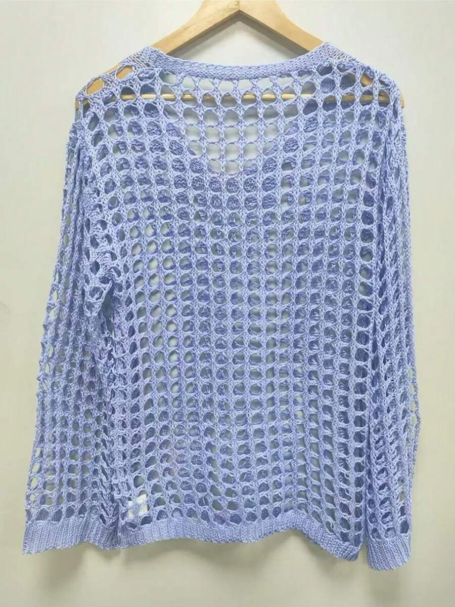 Summer Hollow Out Loose Knit Pullover Sweater
