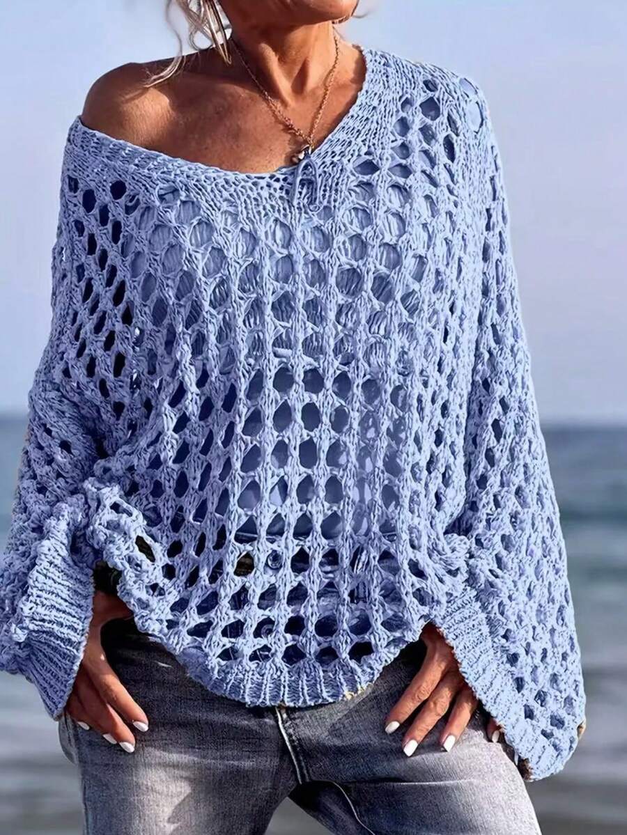 Summer Hollow Out Loose Knit Pullover Sweater