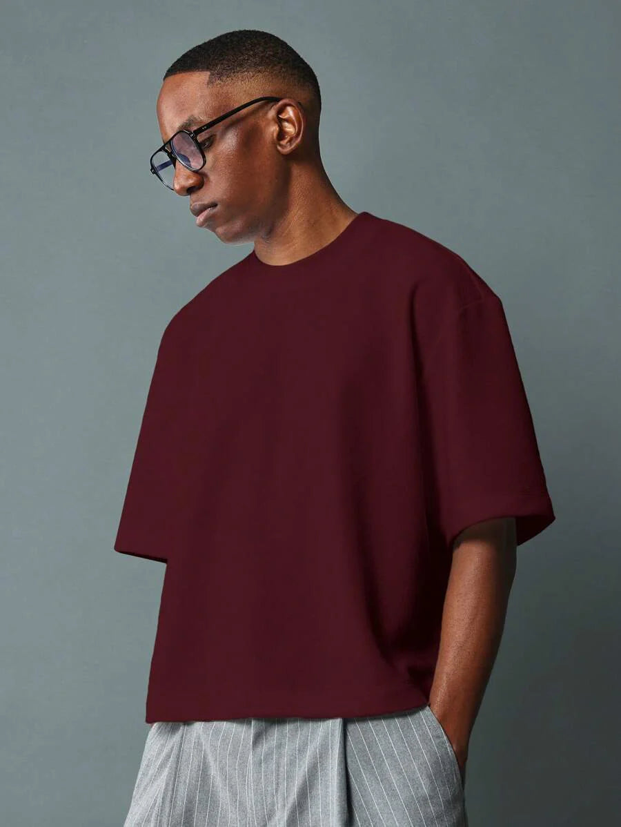 SUMWON Boxy Cut Cropped Jersey T Shirt With Modern Design