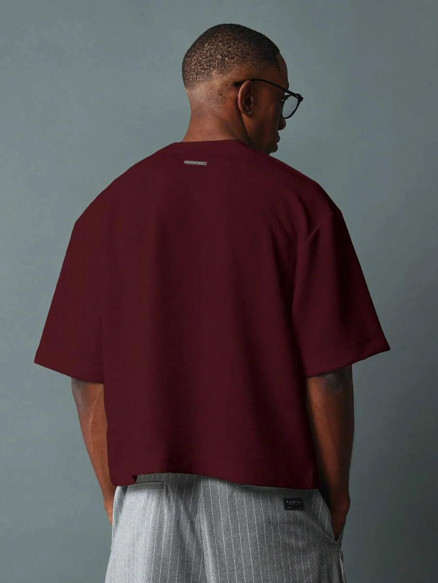 SUMWON Boxy Cut Cropped Jersey T Shirt With Modern Design