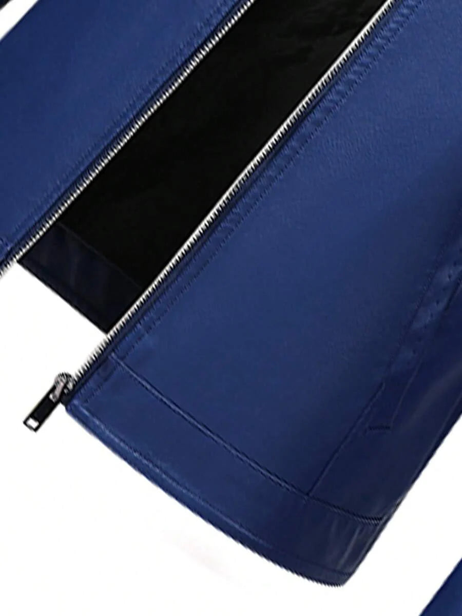 Men's Casual Vintage Motorcycle Leather Jacket, Spring And Autumn Style,Fleece
