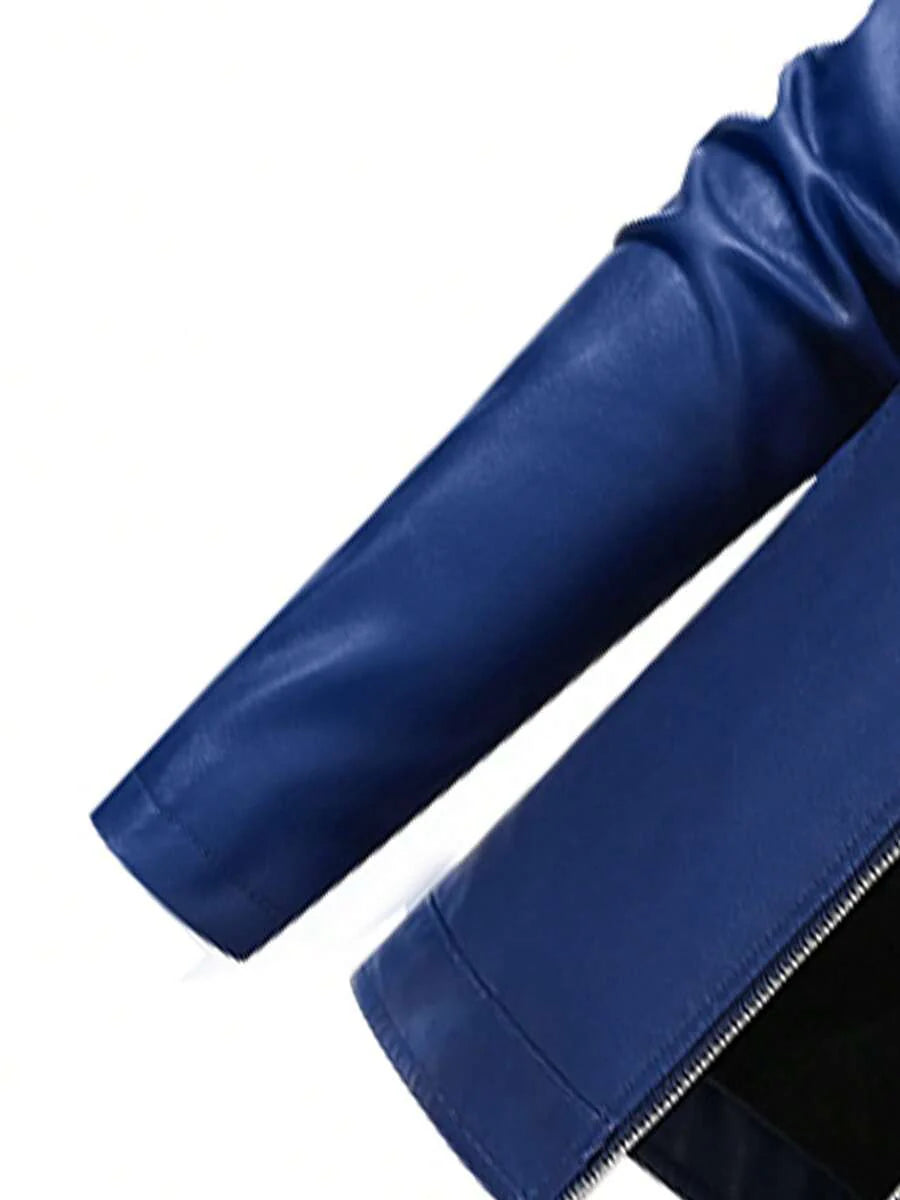 Men's Casual Vintage Motorcycle Leather Jacket, Spring And Autumn Style,Fleece