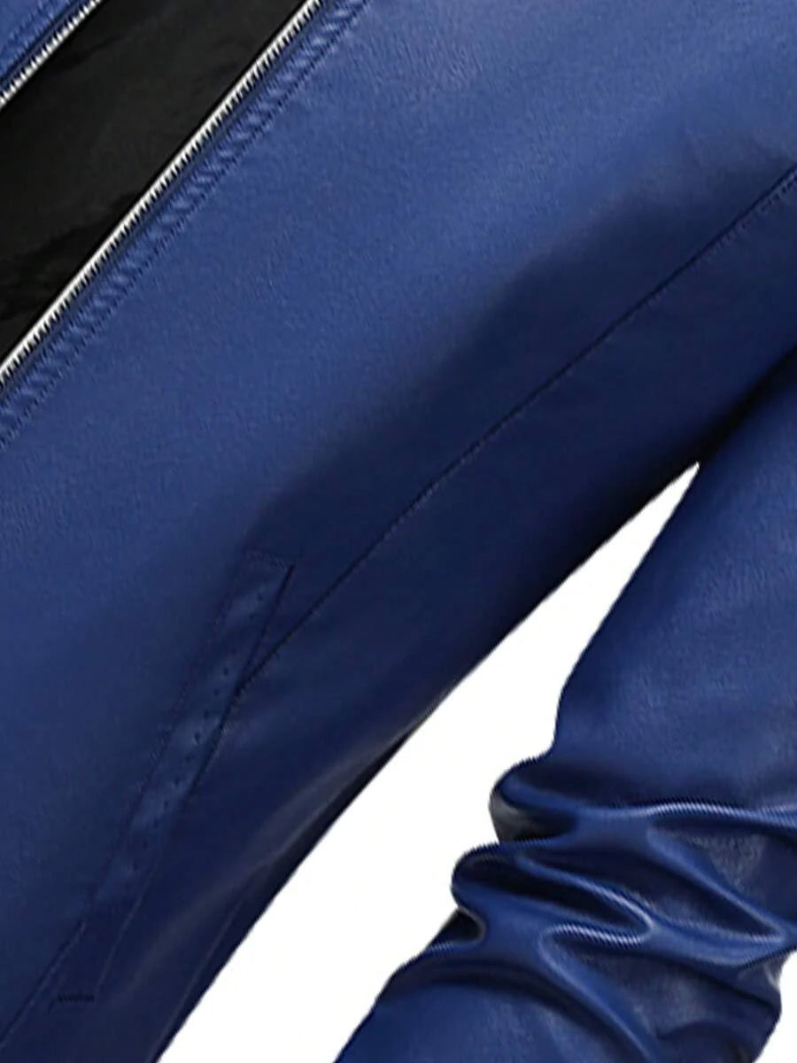 Men's Casual Vintage Motorcycle Leather Jacket, Spring And Autumn Style,Fleece