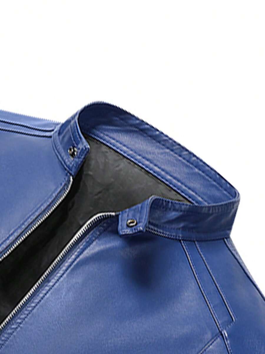 Men's Casual Vintage Motorcycle Leather Jacket, Spring And Autumn Style,Fleece