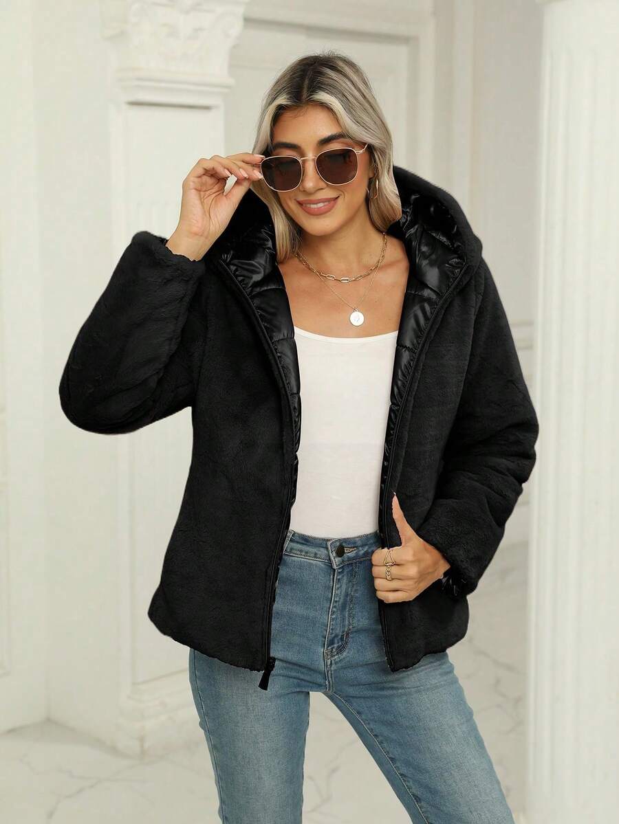 Giolshon Women's Casual Coat With A Hat And Down Jacket, Comfortable For Commuting And Daily Wear, Suitable For Both Autumn And Winter