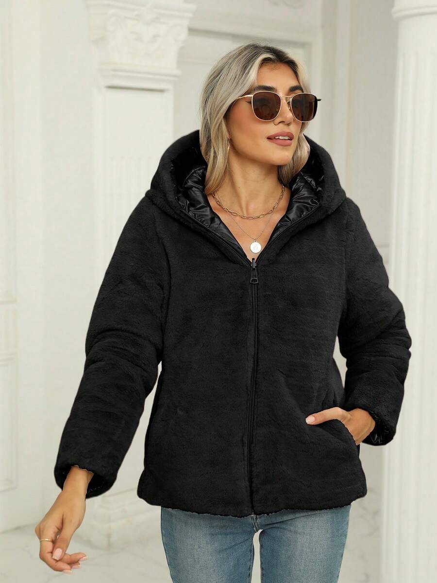 Giolshon Women's Casual Coat With A Hat And Down Jacket, Comfortable For Commuting And Daily Wear, Suitable For Both Autumn And Winter