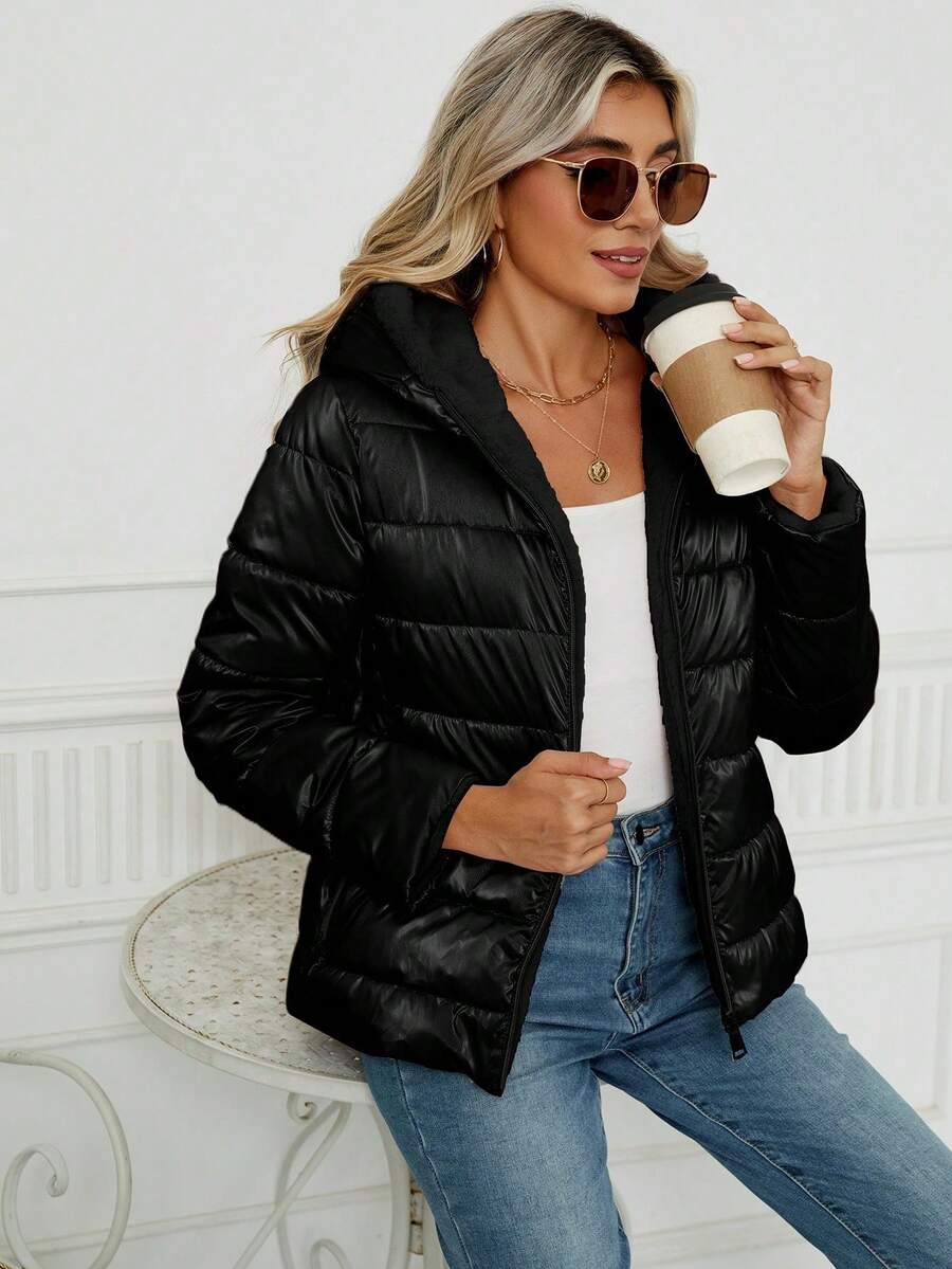 Giolshon Women's Casual Coat With A Hat And Down Jacket, Comfortable For Commuting And Daily Wear, Suitable For Both Autumn And Winter