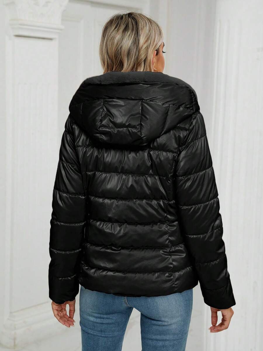 Giolshon Women's Casual Coat With A Hat And Down Jacket, Comfortable For Commuting And Daily Wear, Suitable For Both Autumn And Winter