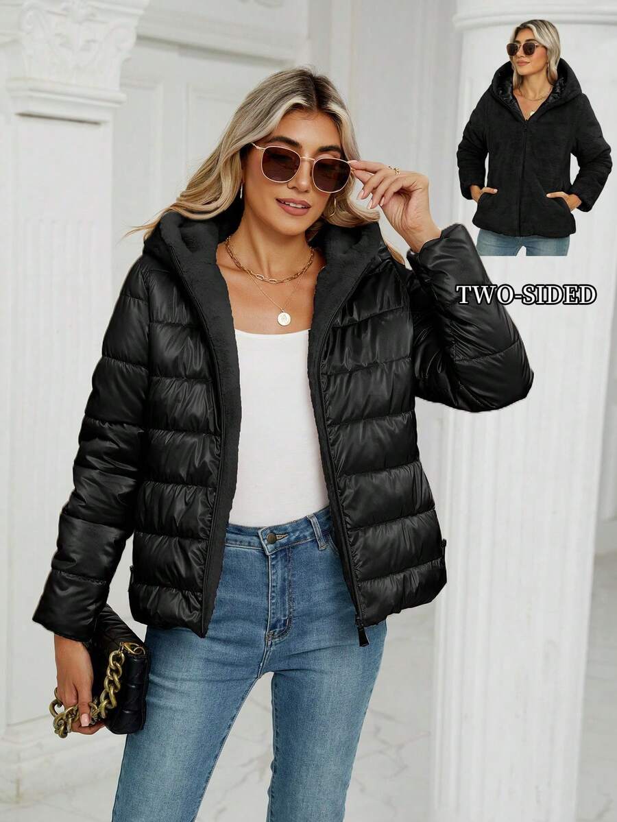 Giolshon Women's Casual Coat With A Hat And Down Jacket, Comfortable For Commuting And Daily Wear, Suitable For Both Autumn And Winter