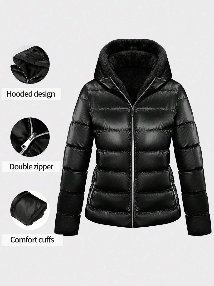 Giolshon Women's Casual Coat With A Hat And Down Jacket, Comfortable For Commuting And Daily Wear, Suitable For Both Autumn And Winter