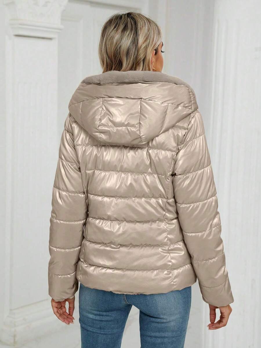 Giolshon Women's Casual Coat With A Hat And Down Jacket, Comfortable For Commuting And Daily Wear, Suitable For Both Autumn And Winter