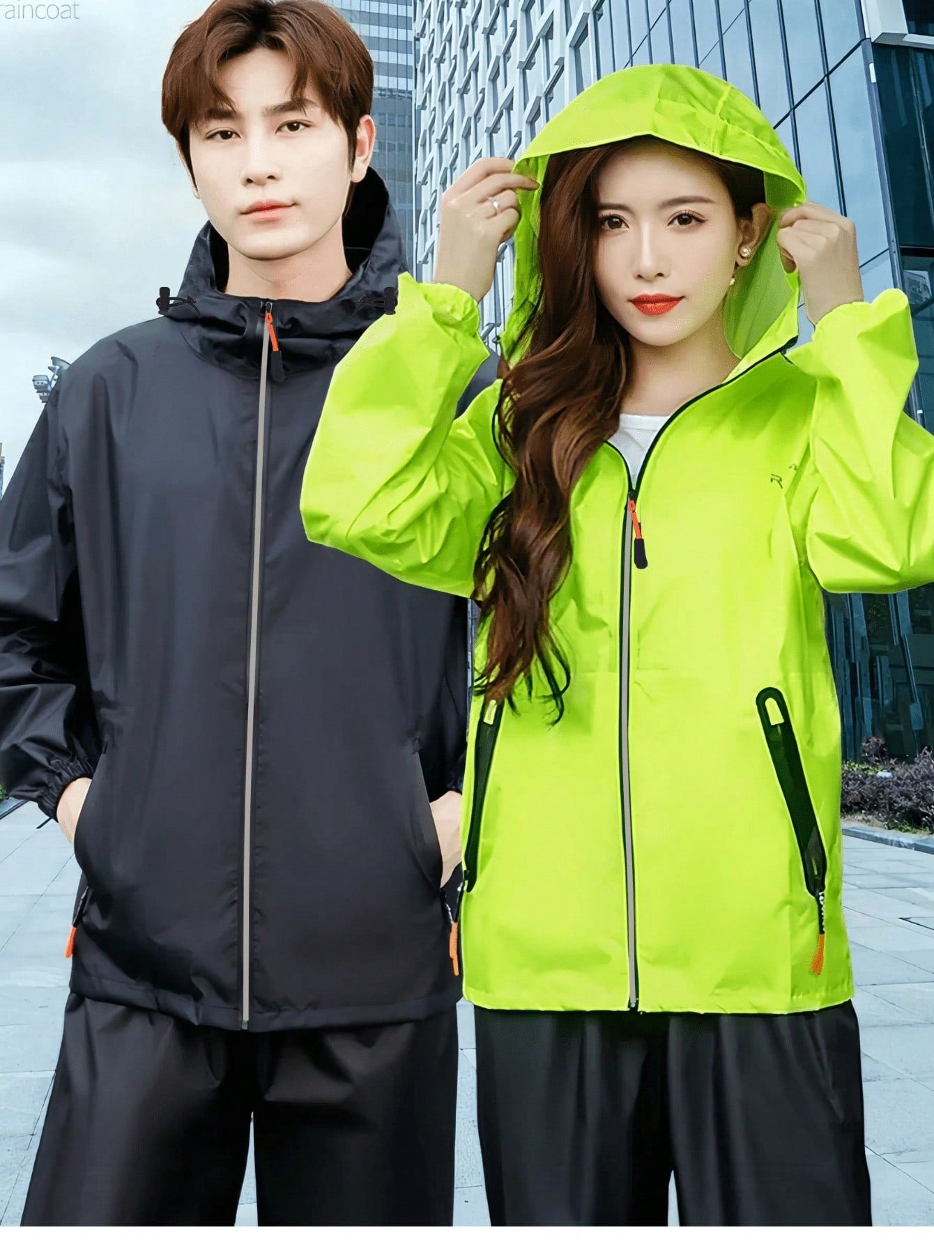 2pcs/Set Motorcycle Rain Suit - Unisex Waterproof Jacket And Pants, Lightweight, Windproof, Breathable, Side Pockets, Suitable For Riding, Fishing And Outdoor Activities